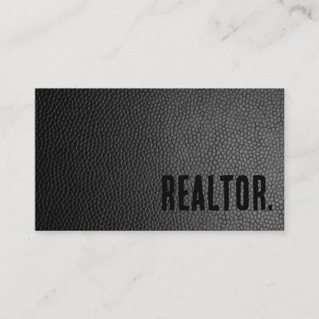 Premier Black Faux Leather Realtor Business Card (Front)