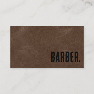 Premier Brown Faux Leather Barber Business Card