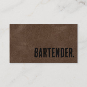 Premier Brown Faux Leather Bartender Business Card