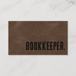 Premier Brown Faux Leather Bookkeeper Business Card