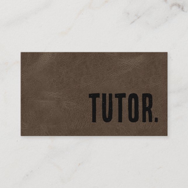 Premier Brown Faux Leather Tutor Business Card (Front)