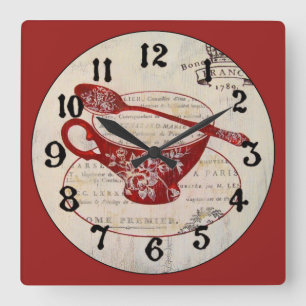 Premier Coffee in Paris Square Wall Clock