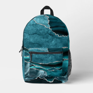 Premier Elegant Teal Blue Silver Agate Backpack