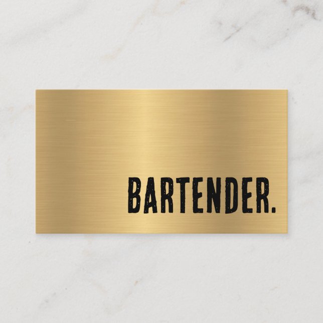 Premier Faux Gold Bartender Business Card (Front)