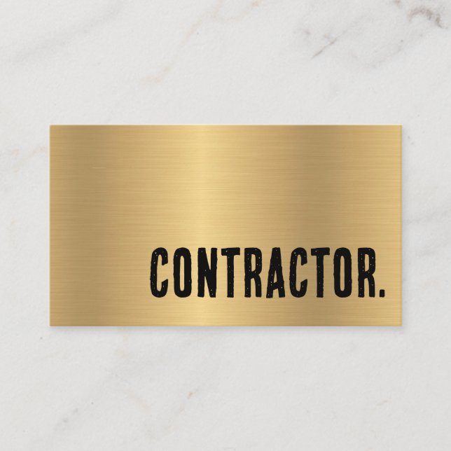 Premier Faux Gold Metallic Contractor Business Card (Front)
