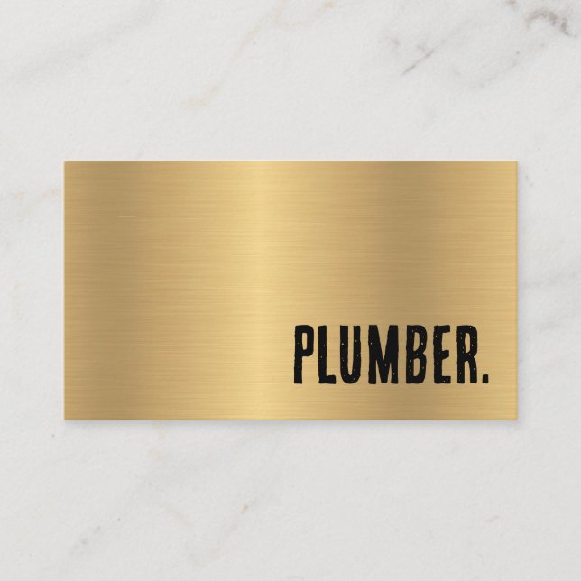 Premier Faux Gold Metallic Plumber Business Card (Front)