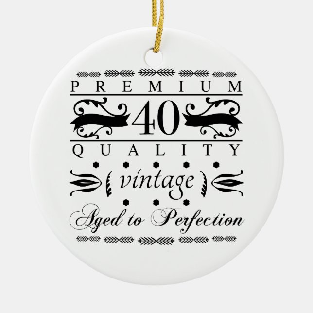Premium 40th Birthday Ceramic Tree Decoration (Front)