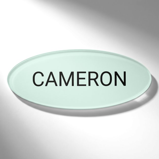 Premium Acrylic Oval Name Tag Magnetic Mint Green (Front)