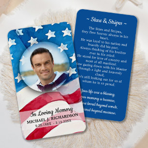Premium American Flag Military Funeral Prayer Card