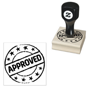 Premium APPROVED Logo Wooden Handle Cobalt Ink Rubber Stamp