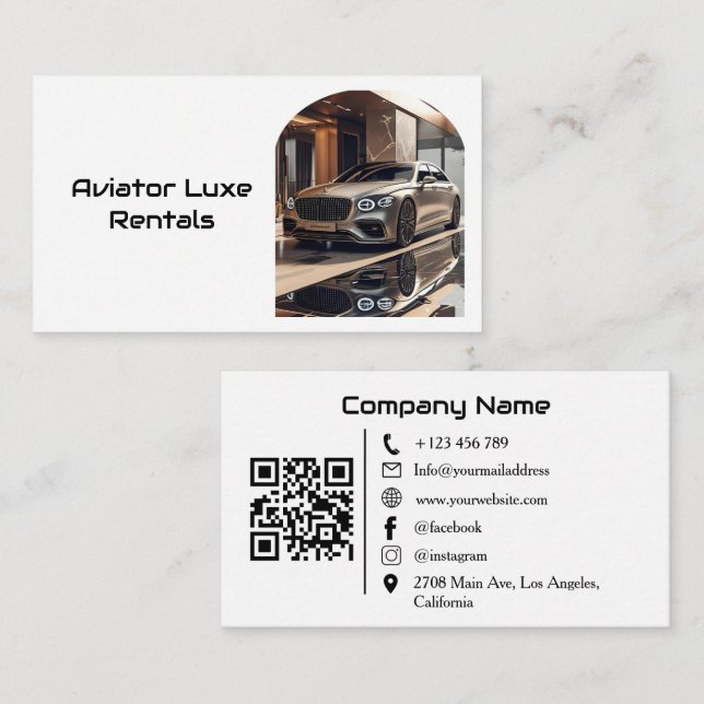 Premium Arch Car Rental & Sales QR Code Photo Business Card (Front/Back)