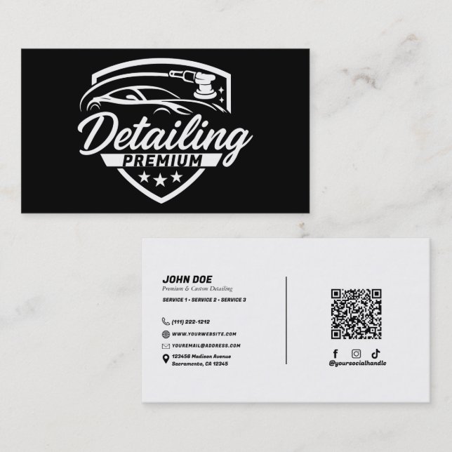 Premium Auto Car Detailing Body Shop Modern Sleek Business Card (Front/Back)