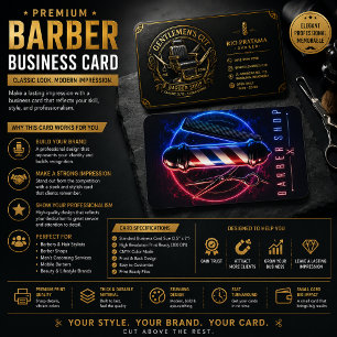 Premium Barber Shop Business Card   Neon Glow 