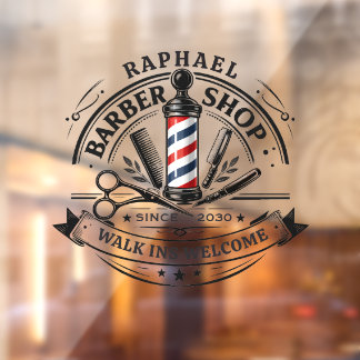 Premium Barber Shop – Custom Available Window Cling