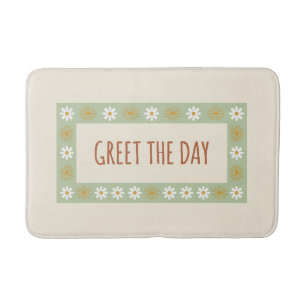 Premium Bath Mat: 'GREET THE DAY' Modern Botanical Mat