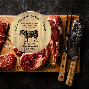 Premium Beef Farmer & Cattle Meat Business Card –  Classic Round Sticker