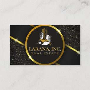 Premium Black and Gold Luxury Real Estate Business Card