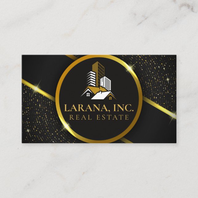 Premium Black and Gold Luxury Real Estate  Business Card (Front)