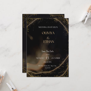Premium Black And Gold Wedding Invitation