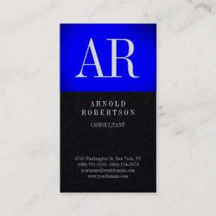 Premium Black Blue Trendy Monogram Plain Business Card
