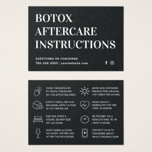Premium Black Botox Injection Aftercare Card