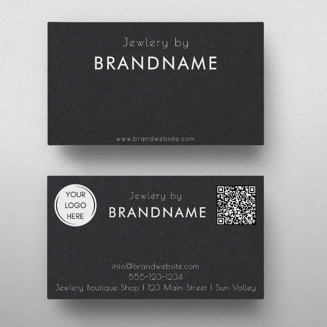 Premium Black Custom Logo QR-code Business Card (Creator Uploaded)