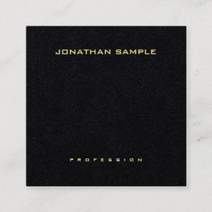 Premium Black Elegant Simple Design Gold Name Square Business Card