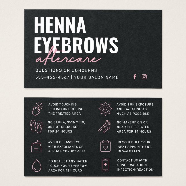 Premium Black Eyebrow Tint Henna Brows Aftercare  (Front & Back)