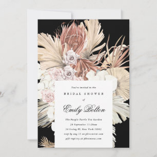 Premium Black Floral Pampas Bohemian Bridal Shower Invitation
