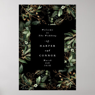 Premium Black Gold Botanical Eucalyptus Greenery Poster