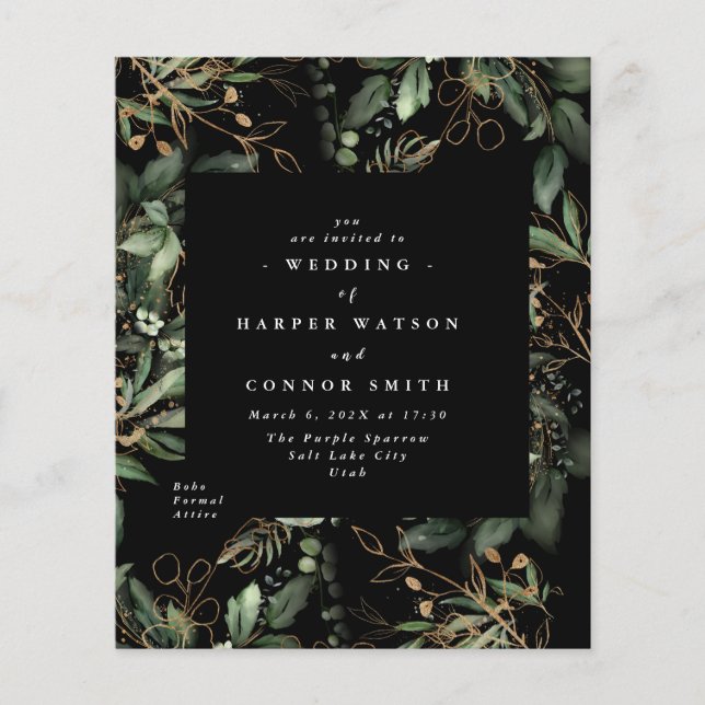 Premium Black Gold Budget Eucalyptus ECO INVITE (Front)