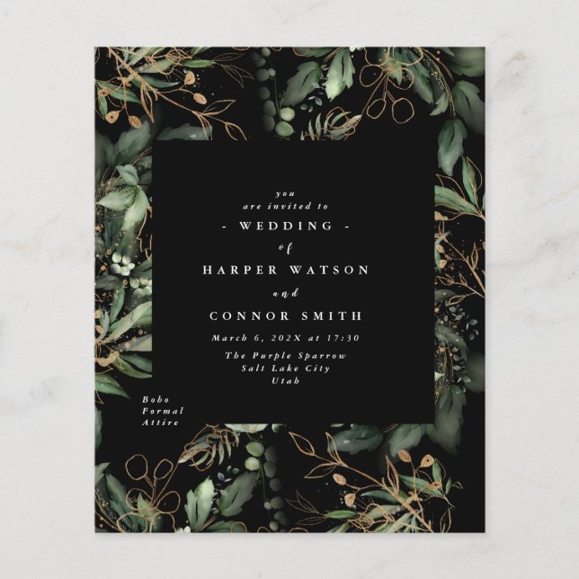 Premium Black Gold Budget Eucalyptus Elegant Flyer (Front)