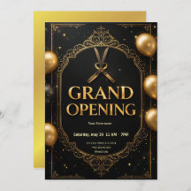 Premium Black & Gold Grand Opening Invitation 