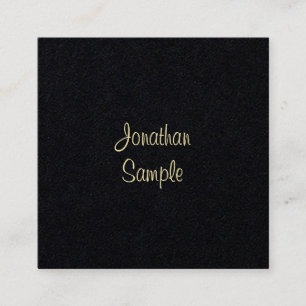 Premium Black Gold Hand Script Font Elegant Plain Square Business Card