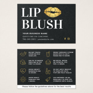 Premium Black & Gold Lip Blush Aftercare Card