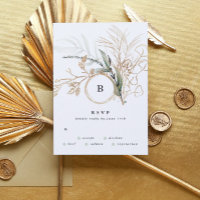Premium Black Gold Monogram Eucalyptus Wedding