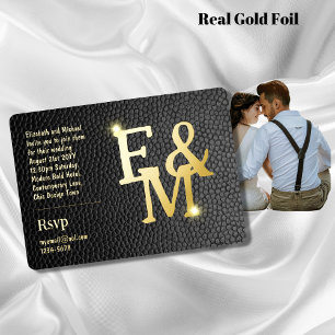 Premium Black Gold Monogram Photo Leather Look Foi