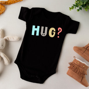 Premium Black   HUG ME   One Piece Unique Baby Bodysuit