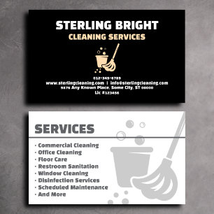 Premium Black Janitorial Services Business Card