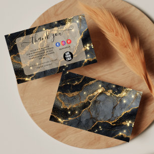 Premium Black Marble Gold Glam Business Thank You Card