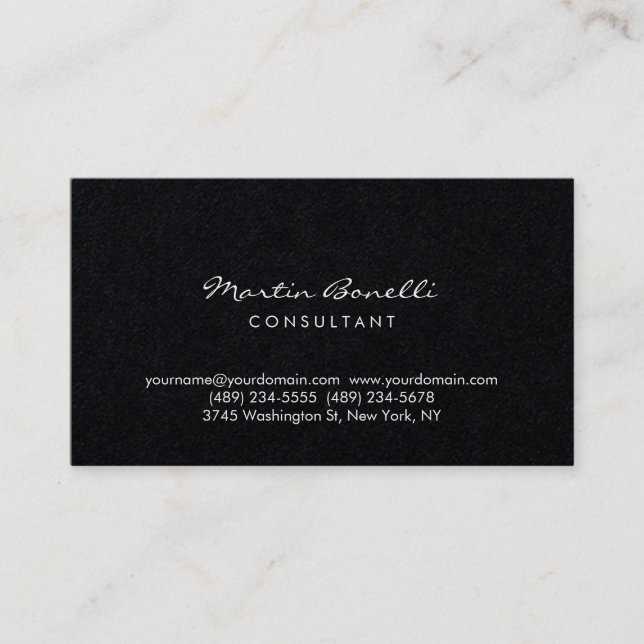 Premium Black Minimalist Modern Business Card (Front)