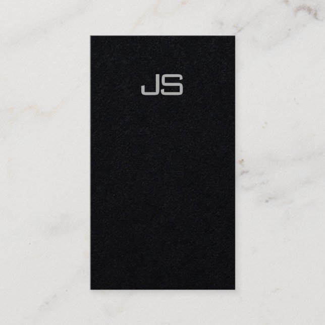Premium Black Modern Elegant Monogram Vertical Business Card (Front)