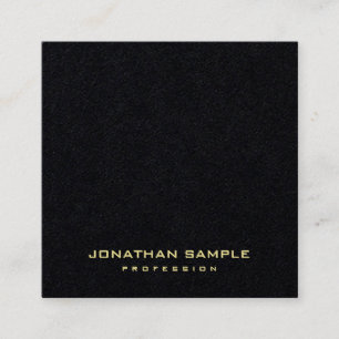 Premium Black Modern Gold Text Elegant Simple Top Square Business Card