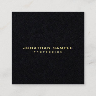 Premium Black Modern Minimalist Elegant Gold Text Square Business Card