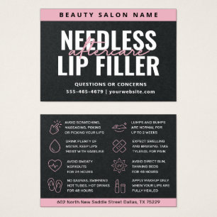 Premium Black Needles Lips Filler Aftercare Card