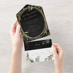 Premium Black Onyx   Boho Greenery   Eucalyptus    All In One Invitation