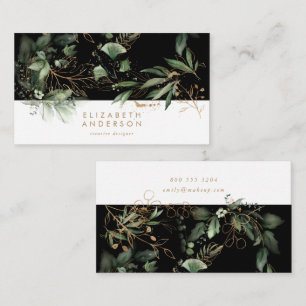 Premium Black Onyx Modern Eucalyptus Corporate Business Card