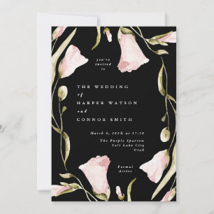 Premium Black Pampas Boho Wildflower Wedding Invitation