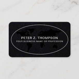 Premium Black Paper World Map Business Card