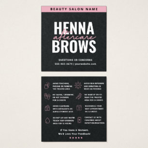 Premium Black Pink Square Henna Brows Care Card